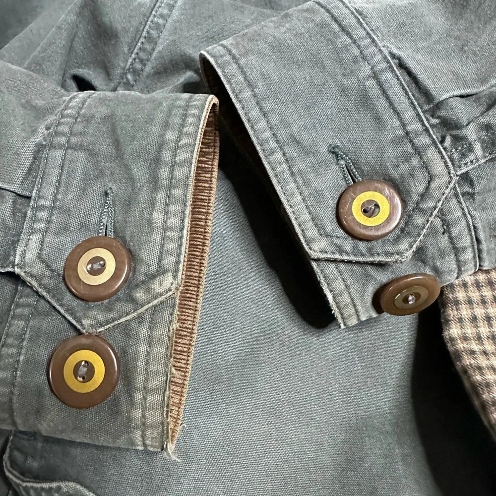 VINTAGE Eddie Bauer Chore Jacket Men L Green Goose Down Removable Liner Dad coat - Picture 15 of 16